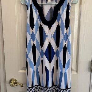 White House Black Market Blue and Black Patterned Mini Dress